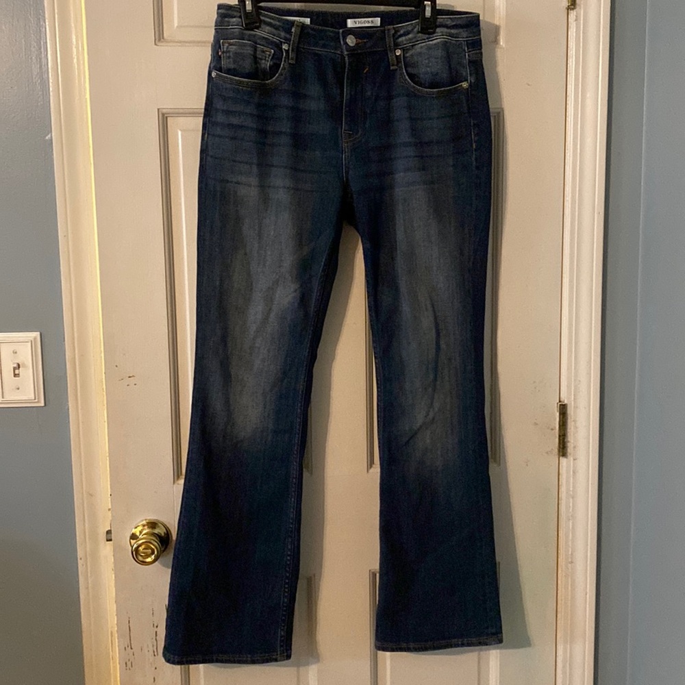 Boot cut lightly distressed jeans